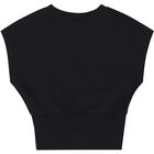 تيشيرت بالشعار باللون الاسود للبنات , 1, hi-res