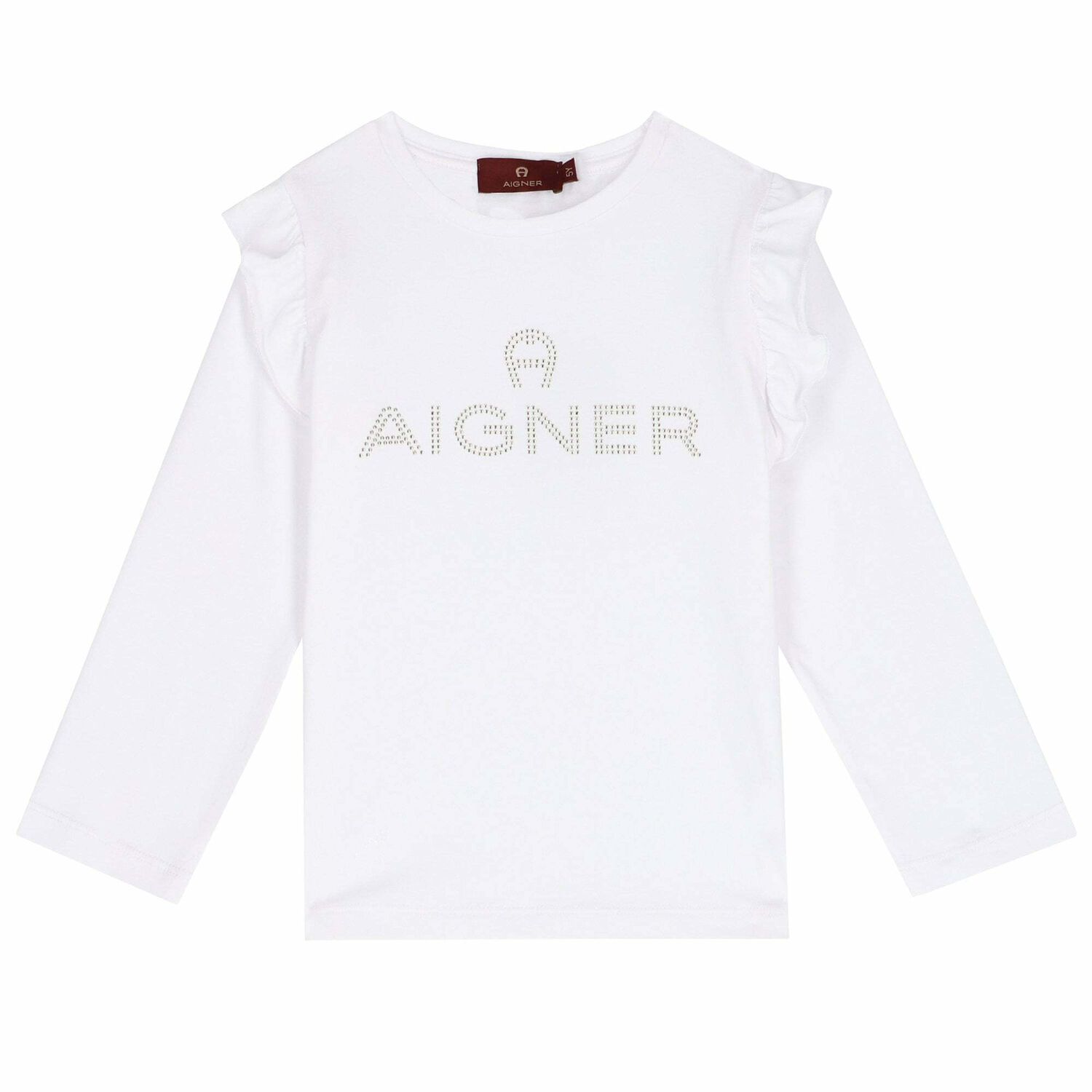 Girls White Logo Top, 3, hi-res