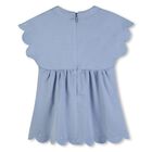 Younger Girls Blue Logo Scalloped Dress, 1, hi-res