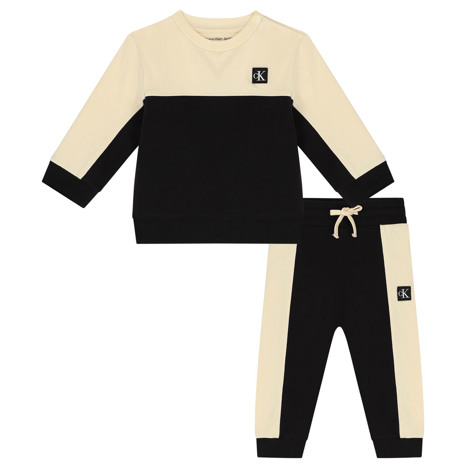 Baby Boys Beige & Black Logo Tracksuit, 1, hi-res image number null