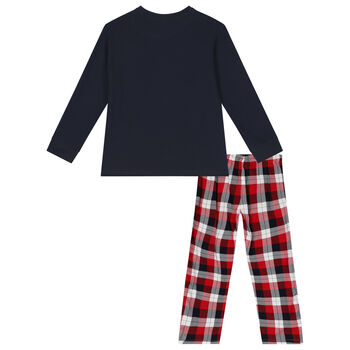 Boys Navy Blue & Red Festive Pyjamas