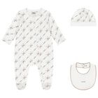 White Logo Babygrow Gift Set, 1, hi-res