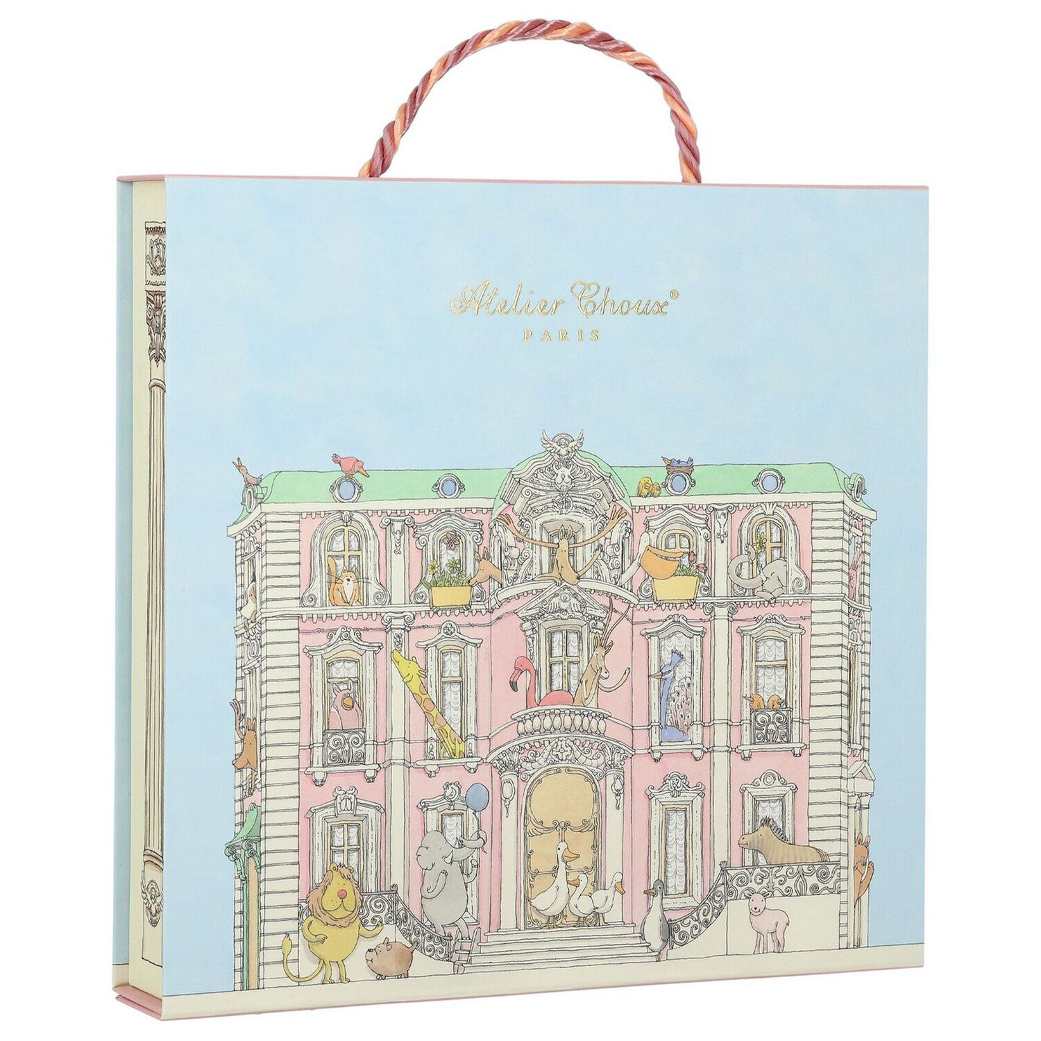 Baby Boys White & Blue Toile de Jouy Carré Swaddle & Bib Gift Set, 1, hi-res