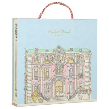 Baby Boys White & Blue Toile de Jouy Carré Swaddle & Bib Gift Set