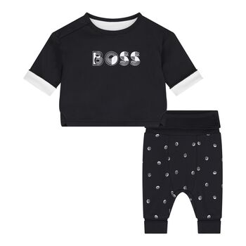 Baby Boys Black & White Logo Reversible Trousers Set