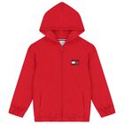 Boys Red Logo Zip Up Top, 1, hi-res