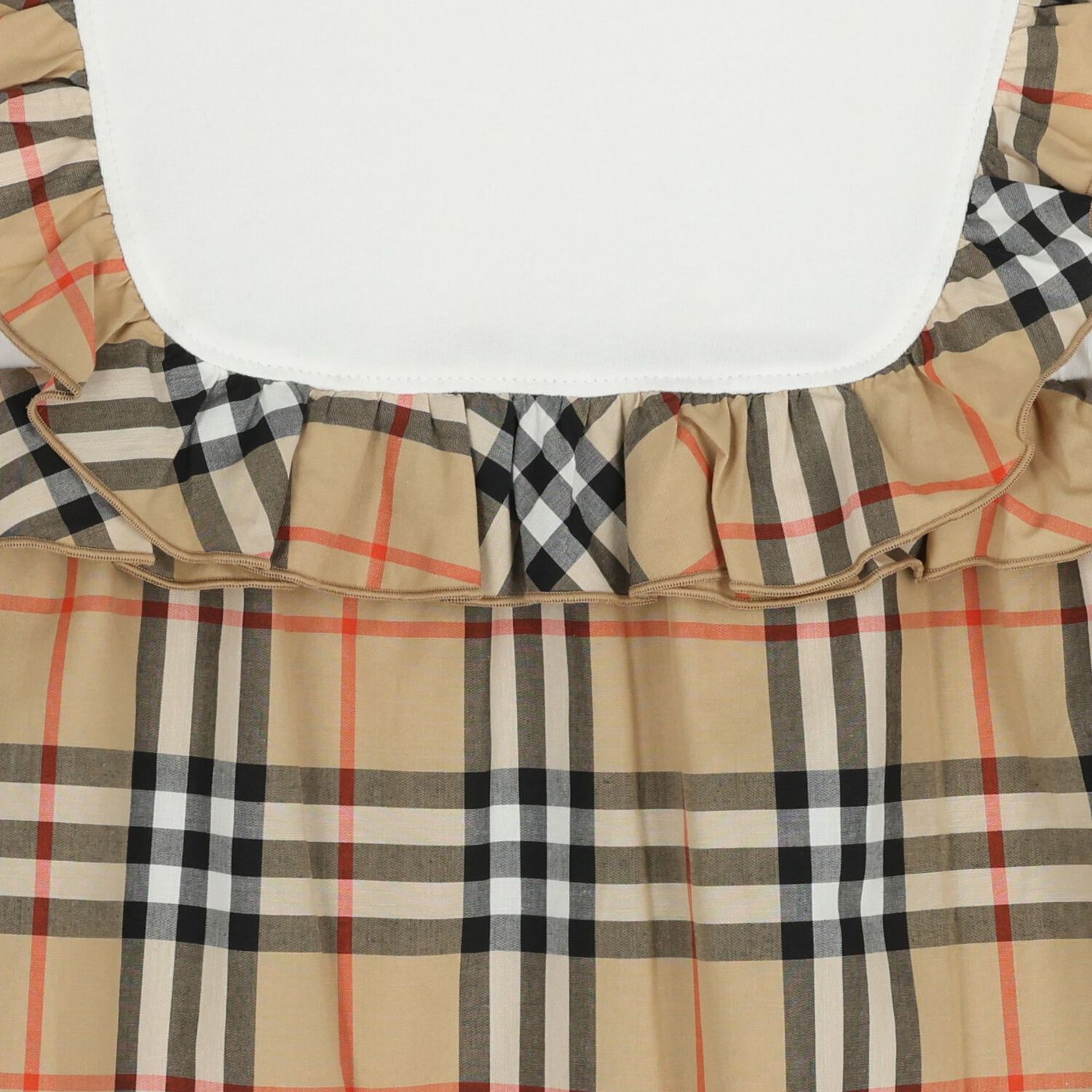 فستان بنقشة مربعات باللون الابيض و البيج للبنات , 1, hi-res