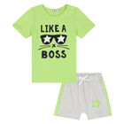 Younger Boys Green & Grey Shorts Set, 1, hi-res