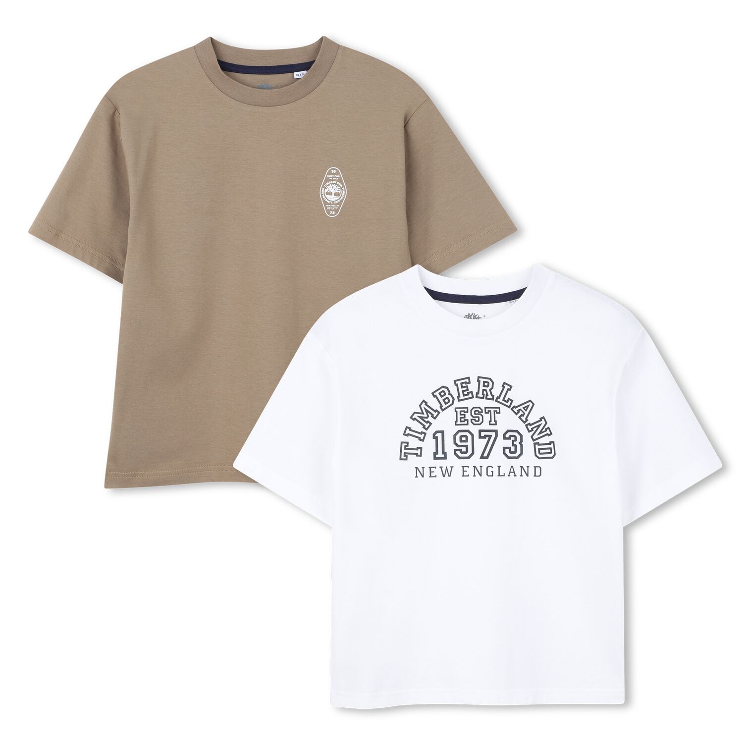 Boys White & Beige Logo T-Shirts ( 2-Pack ), 1, hi-res image number null