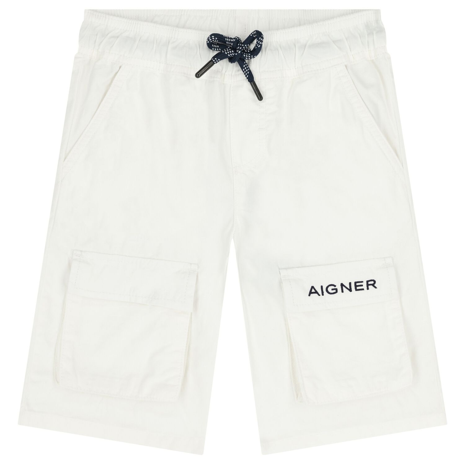 Boys White Logo Shorts, 1, hi-res