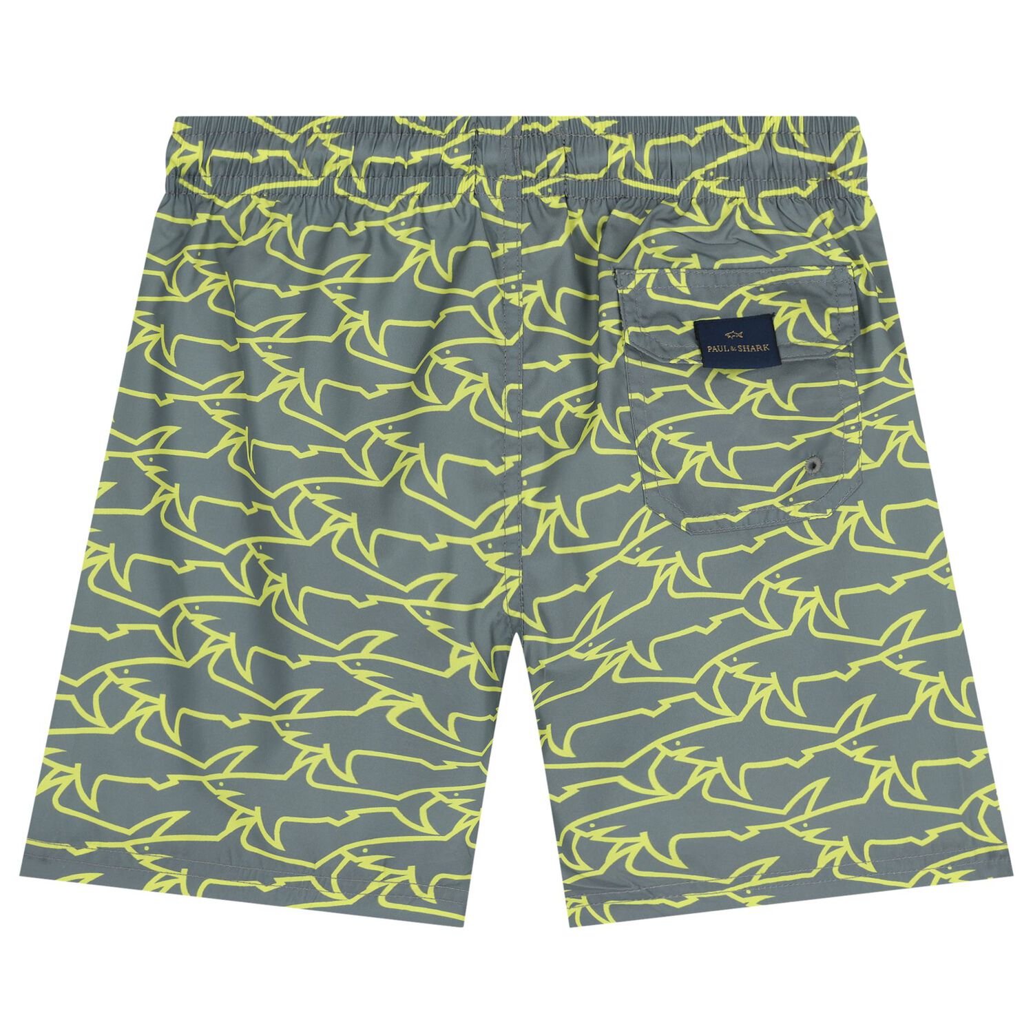 Boys Green Shark Swim Shorts, 1, hi-res