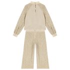 Girls Beige Embellished Trouser Set, 1, hi-res