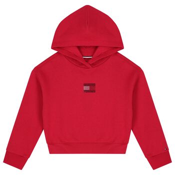 Girls Pink Embellished Logo Hooded Top