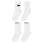 White Karl Ikonik Logo Socks (2 Pack), 1, hi-res