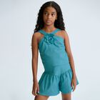 Girls Blue Flower Shorts Set, 1, hi-res