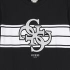 فستان بنات سويت شيرت بالشعار باللون الاسود , 2, hi-res