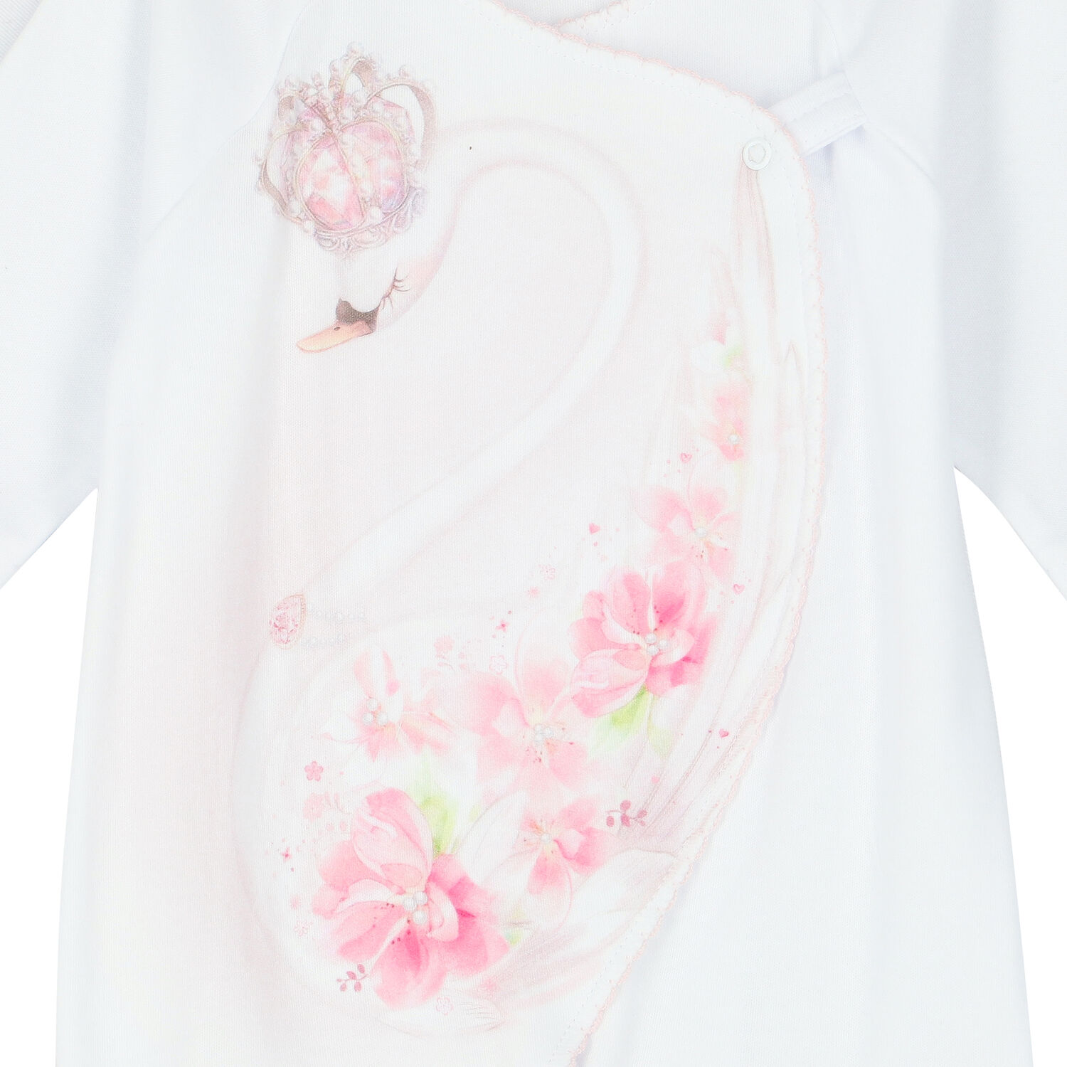 Baby Girls White Swan Babygrow, 1, hi-res image number null