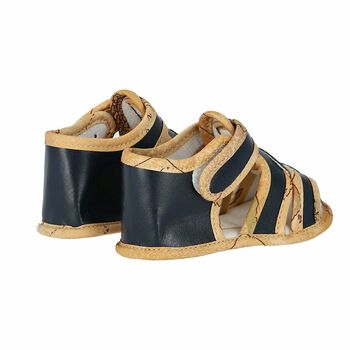 Navy Blue & Beige Geo Map Pre Walker Shoes