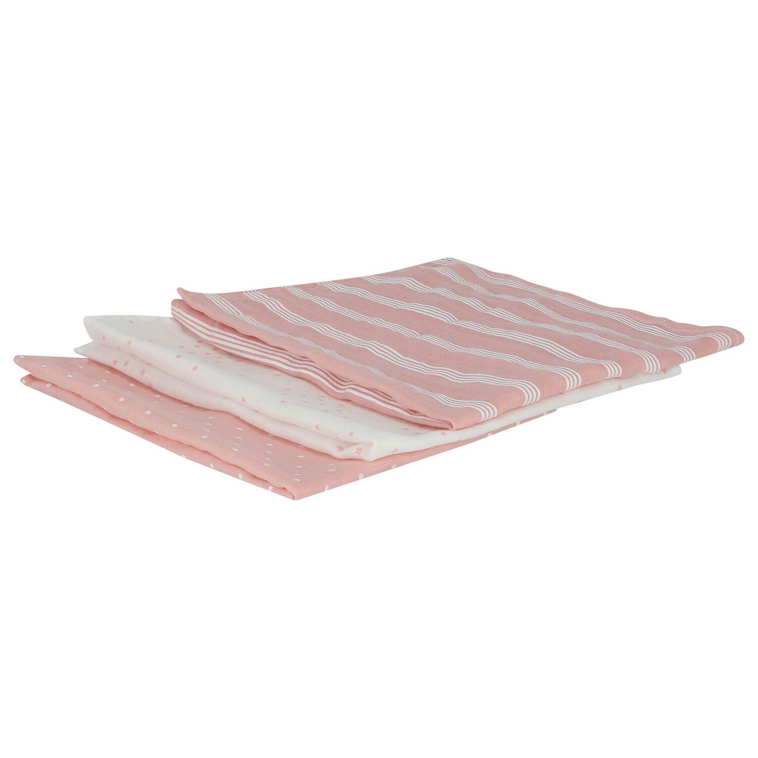 Baby Girls White & Pink Muslins (3-Pack), 2, hi-res image number null