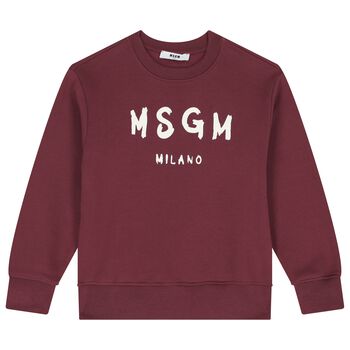 MSGM Burgundy Logo Sweatshirt, 3 Burgundy Logo Sweatshirt