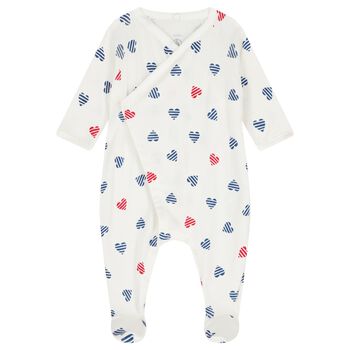 White Hearts Babygrow