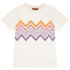 Girls Ivory Zig Zag Logo T-Shirt, 1, hi-res