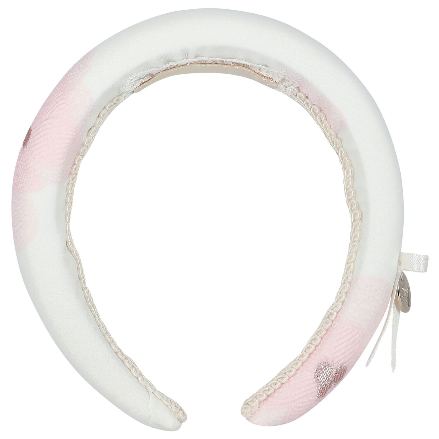 Girls Pink & White Jacquard Headband, 1, hi-res