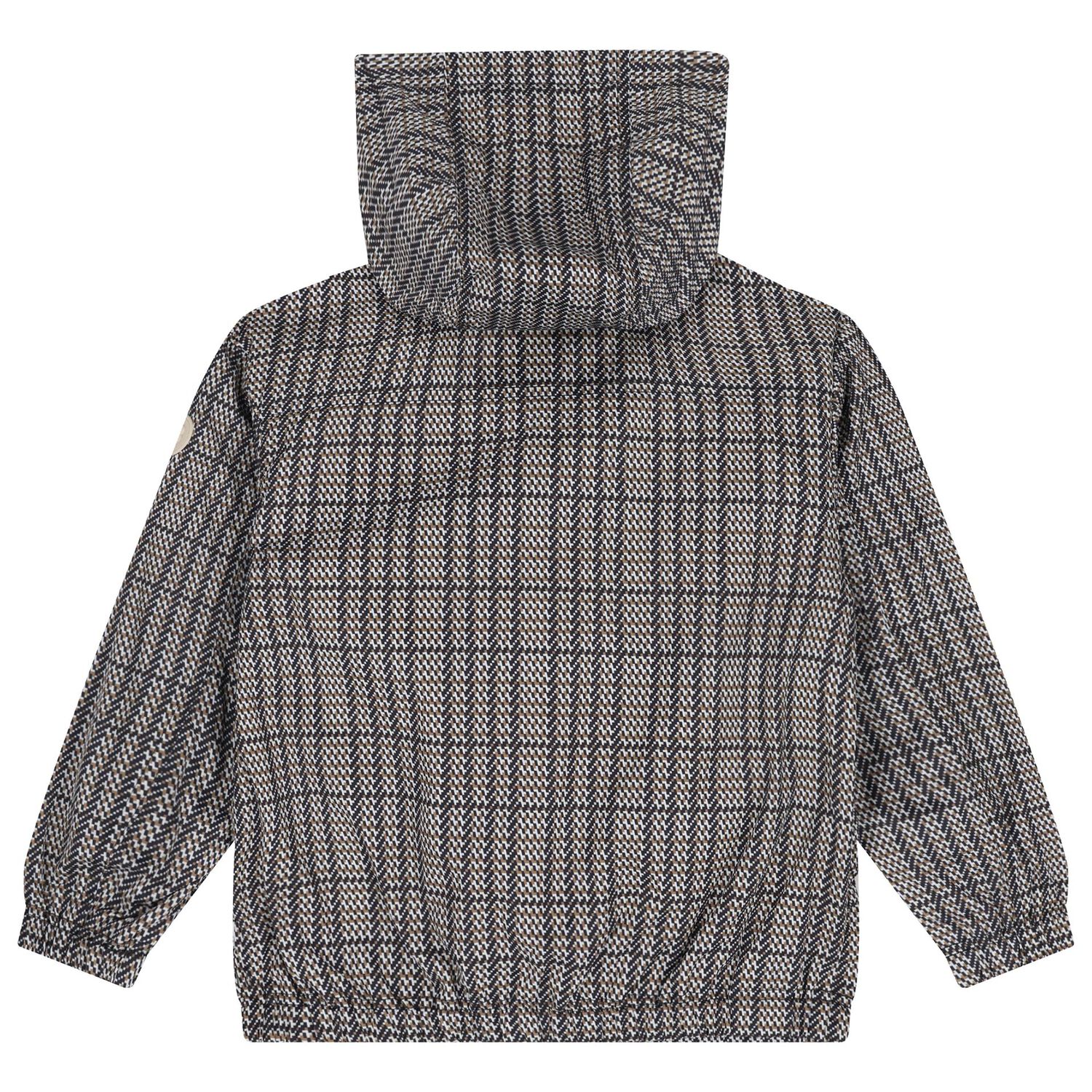 Boys Black, Beige & White Checked Windbreaker, 1, hi-res