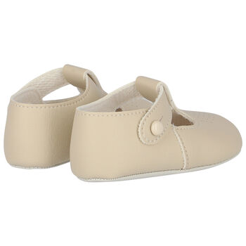 Beige Leather Pre Walker Baby Shoes