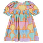 Girls Orange Shell Pleated Dress, 1, hi-res