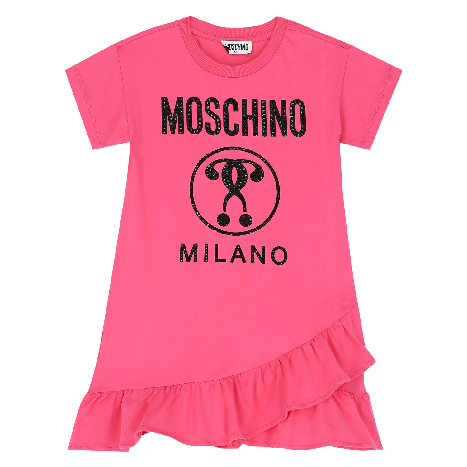 Girls Pink Embellished Logo Dress, 2, hi-res