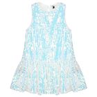 Girls Silver Embellished Sequin Dress, 2, hi-res