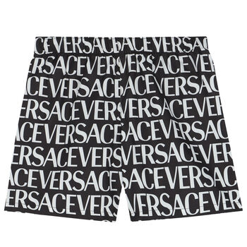 Boys Black Logo Swim Shorts