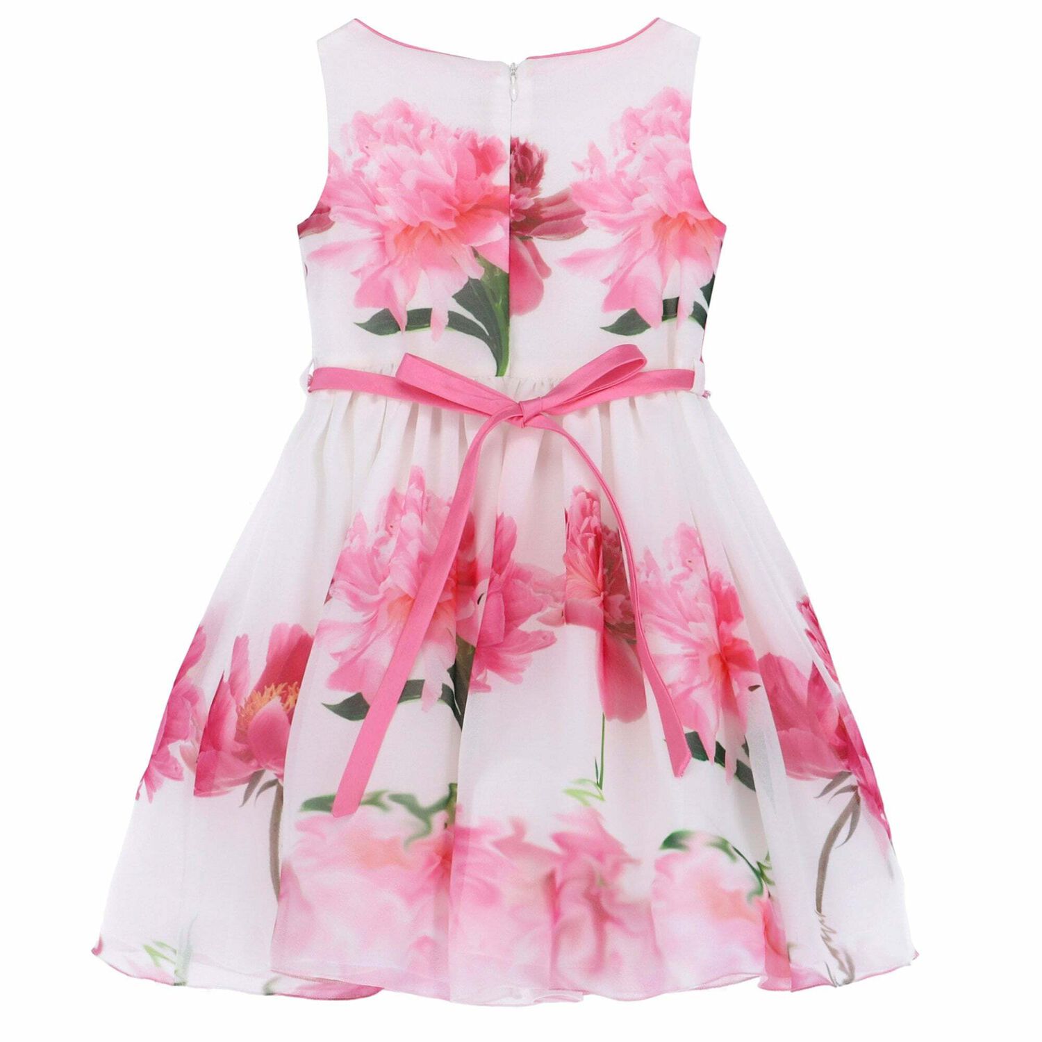 Girls White Floral Print Dress, 1, hi-res image number null