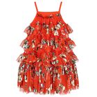Girls Red Ruffled Tulle Dress, 2, hi-res