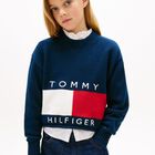 Girls Navy Blue Logo Knitted Sweater, 1, hi-res