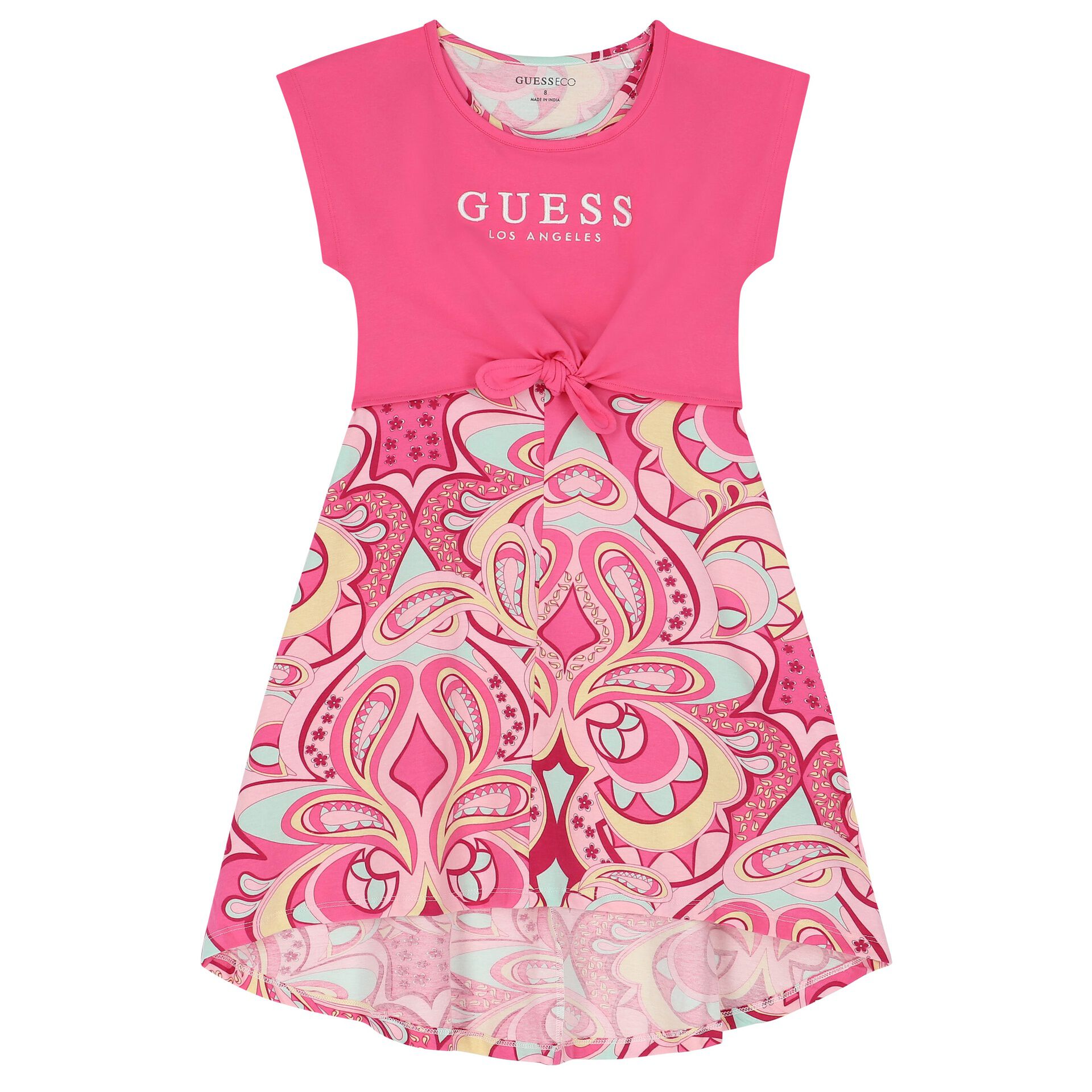 Guess Girls Pink Abstract Logo Dress Junior Couture UAE