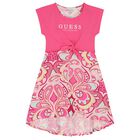 Girls Pink Abstract Logo Dress, 2, hi-res