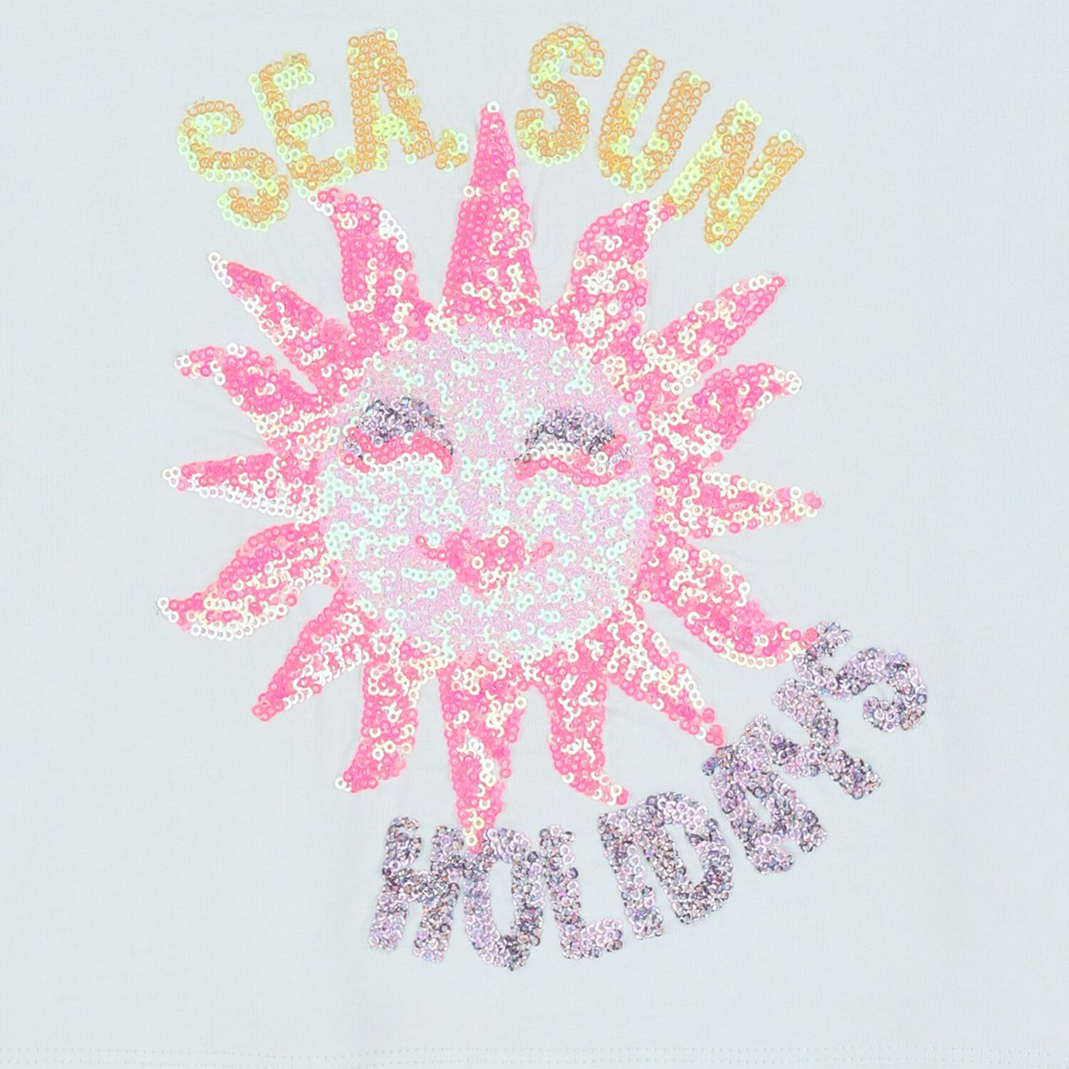Girls Green Sequinned Sun T-Shirt, 1, hi-res