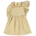 Girls Gold Ruffle Dress, 1, hi-res