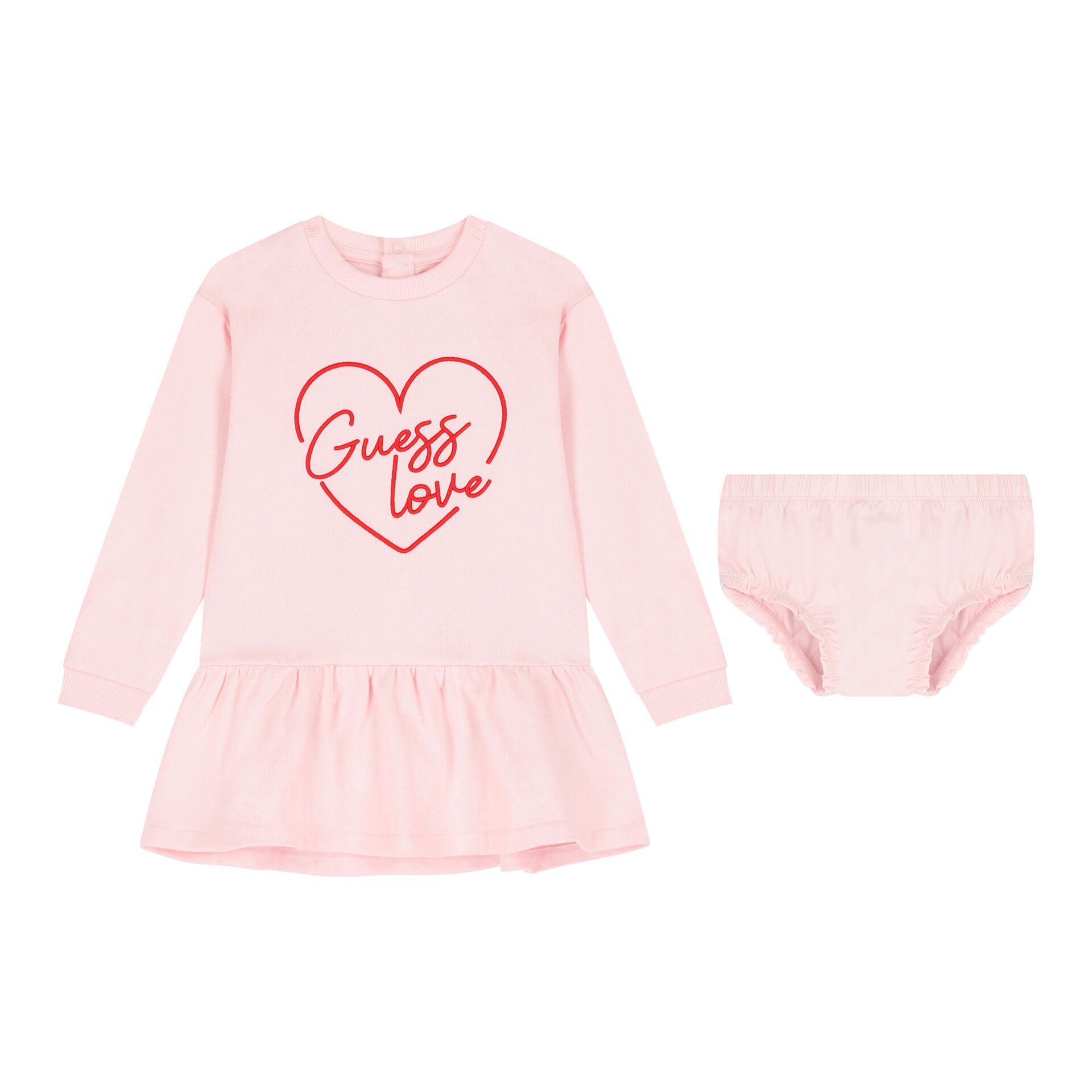 Guess Baby Girls Pink Heart Logo Dress Set Junior Couture UAE