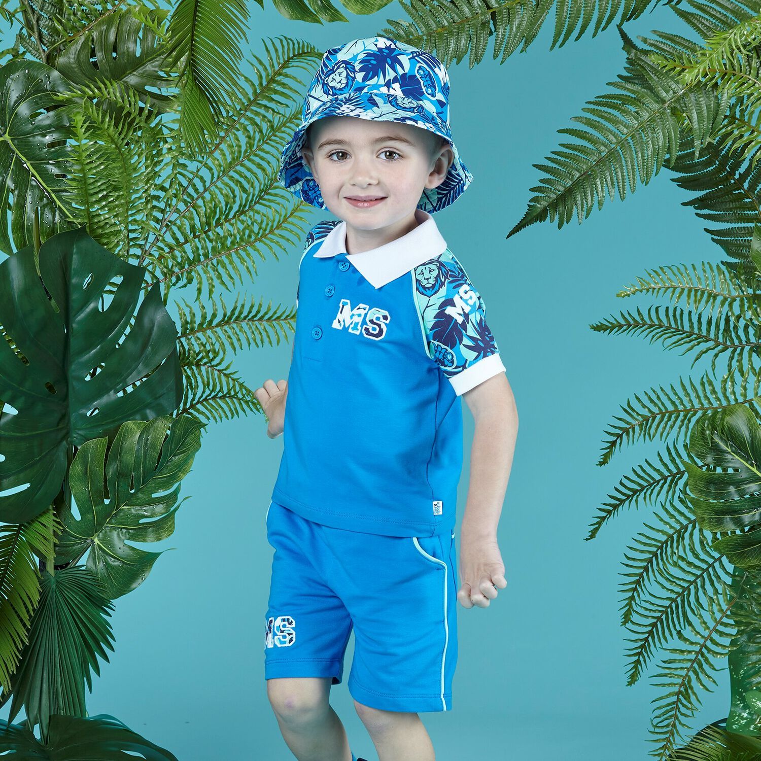 طقم شورت بولو باللون الأزرق للأولاد, 1, hi-res image number null