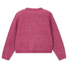 Girls Pink Bow Knitted Cardigan , 2, hi-res