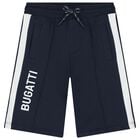 Boys Navy Blue Logo Shorts, 1, hi-res