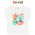 Girls White T-Shirt & Headband Set, 1, hi-res