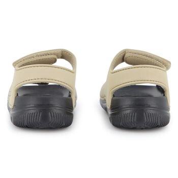 Boys Beige & Black Logo Sandals