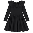 Girls Black Ruffled Dress , 2, hi-res