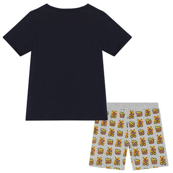 Boys Navy & Grey Logo Pyjamas