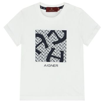 Younger Boys White Logo T-Shirt