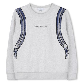 Boys Grey Logo Backpack Sweatshirt